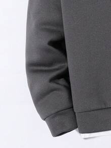 SHEIN Tween Boy Casual 2 In 1 Sweatshirt And Sweatpants Set - Dark Grey - View 4