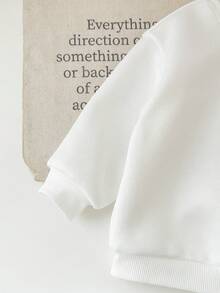 Babygirl 可爱针织印花卫衣和松紧腰裤套装，秋冬 - 黑與白 - 查看 6