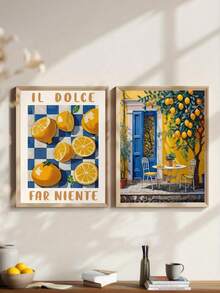 1PC  Frameless Canvas Print Vintage Italian Lemon Tree Artwork Wall Decor For Living Room Bedroom Kitchen Dining Room Housewarming Birthday Graduation Gift(Random Edition) - Multicolor - View 5