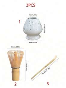 Cirelle 陶瓷抹茶四件套，日式复古抹茶碗，抹茶刷，抹茶杯，粉色碗搅拌勺搅拌器架组合，抹茶套装返校 - 彩色 - 查看 10