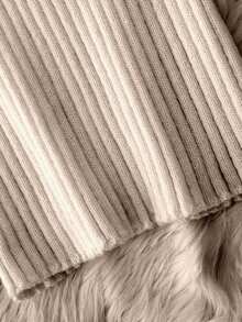 Franclia 女士优雅两件套：仿珍珠花朵装饰长袖毛衣和无袖针织连衣裙，秋冬 - 駝色 - 查看 6