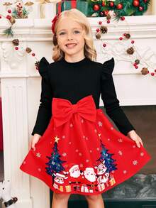 SHEIN 针织圆领少女仿珍珠串珠灯笼袖连衣裙，珍珠点缀泡泡袖连衣裙，适合圣诞节和日常穿着。 - 酒紅色 - 查看 6