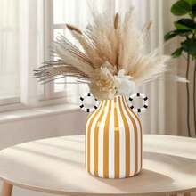 NJCHARMS 1 Chiếc Bình Gốm Vẽ Tay Tinh Tế - Thiết Kế Hai Tai Độc Đáo Có Sọc, Chất Liệu Cao Cấp - Rất Thích Hợp Để Cắm Hoa Và Trang Trí Bàn Ăn Ở Gia Đình, Trang Trí Nhà Đẹp, Bình Hoa, Trang Trí Trung Tâm, Trang Trí Để Bàn - Nhiều màu - Xem 11