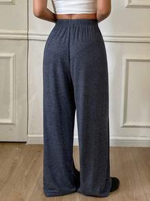 DAZY Women's Simple Fleece Knit Cozy Lounge Pants, Autumn/Winter - Navy Blue - View 2