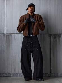 NEON BLANC Men's Casual Zip-Up Sherpa Fleece Long Sleeve Jacket, Autumn/Winter,Fleece - Burgundy - View 1