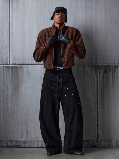 NEON BLANC Men's Casual Zip-Up Sherpa Fleece Long Sleeve Jacket, Autumn/Winter,Fleece