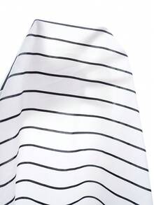 Rosumi Vestido largo con mangas de murciélago, estampado de rayas, con bolsillos, de corte holgado y cuello redondo, para mujer de talla grande, para primavera/verano - Blanco y Negro - Ver 6