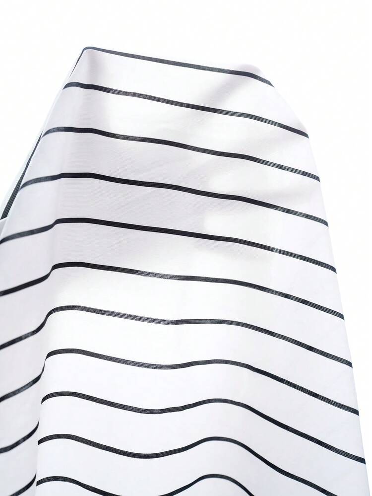 Plus Size Women's Striped Printed Batwing Sleeve Long Dress With Pockets, Loose Fit, Crew Neck, Spring/Summer,Vacation
