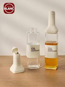 1 件 500 毫升厨房橄榄油分配器瓶、自动翻转醋分配器、防漏酱油分配器、玻璃调味瓶、防滴漏喷嘴烹饪分配器、玻璃瓶 - 白色 - 查看 2