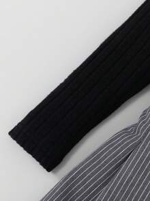 Sweetra 年轻女孩 2 件套休闲百搭时尚高领罗纹黑色长袖短款上衣和灰色罗纹迷你百褶裙，适合秋季、冬季、休闲、日常穿着、派对、家庭聚会、学校、生日礼物、野餐、姐妹装、度假 - 彩色 - 查看 5