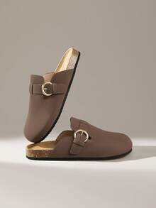 Solecia 女士休闲搭扣设计套脚穆勒鞋 - 咖啡棕 - 查看 3