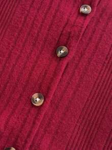 1pc Infant Girls' Solid Color Jumpsuit, Soft Fleece Stand Collar Long Sleeve Jumpsuit With 3D Floral Decor, Elegant Pastoral, Cute Casual Style, Suitable For Autumn/Winter Outdoor Play, Vacation And Daily Wear, Red Baby Jumpsuit