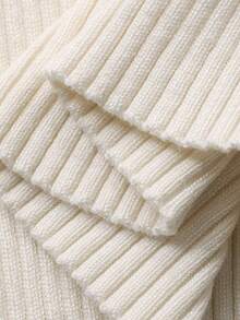 DAZY V-Neck Slim Fit Ribbed Knit Pullover Sweater - White - View 7