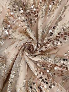 EMERY ROSE Áo kiểu nữ cổ tròn tay loe đính sequin màu trơn thanh lịch thời trang - Rượu sâm banh - Xem 10