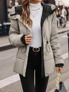 SHEIN Clasi 二合一连帽棉服，舒适的冬季外套 - 彩色 - 查看 4