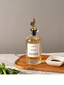 1pc/350ml/500ml Oil Dispenser Bottle Made Of Thin Skin And Glass With No Leak Cap: Olive Oil Container, Vinegar Bottle, Condiment Holder, Glass Bottle, Random Kitchen Label Included