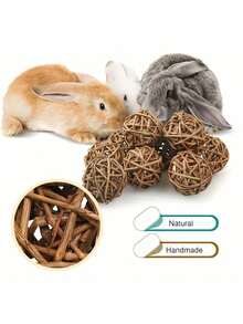 1pc/Set Small Pet Chewing Toy Ball - Rabbit, Guinea Pig, Hamster, Gerbil And Parrot Chew Toy - Brown - View 1