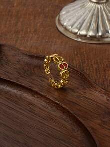 Glisma 18kWomen Open Ring,Western Jewelry,Old Money,Gemstone,Outfits,Fall/Autumn/Winter,For Mom/Women/Girl/Mother,Premium - Gold - View 3