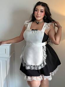 Flirla Váy tối giản ôm sát ren gợi cảm - Đen và trắng - Xem 4