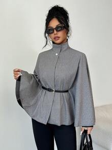 Rafferiza Women's Elegant Cape Coat, Autumn/Winter - Apricot - View 4