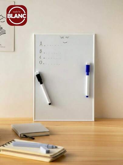 Madebyblanc 1 st A4-storlek Dry Erase Whiteboard, Magnetic White Board med 3 st Wipe Off Marker-pennor