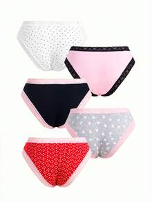 Bonmuse 5件套蝴蝶结系带性感心形低腰仙女风女士三角裤套装 - 彩色 - 查看 3