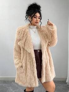 SHEIN Plus Size Women Faux Fur Coat