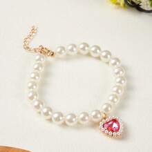 PETSIN 1. 优雅女士心形宠物珍珠项链，小猫项圈，小狗心形水晶吊坠，泰迪熊颈部装饰饰品，适合猫咪佩戴 - 彩色 - 查看 36