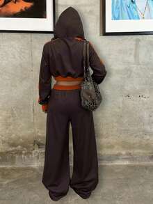 Rovax Bộ quần dài thường ngày có túi xéo phối áo hoodie dáng ôm tay dài Raglan - Nhiều màu - Xem 2