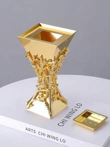 Laser Cut Iron Incense Burner Arabic Style Home Decor Fragrance Diffuser Safety Base Living Room Centerpiece Adult Use Elegant Display Holder Natural Aromatherapy - Gold - View 7
