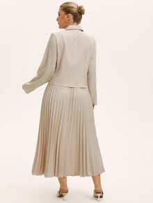 Aveloria Rosie 秋季英伦风哑光碎花西装外套+百褶裙2件套女