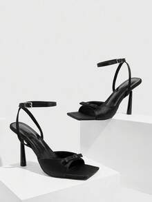 CUCCOO SZL Women's Pointed Toe Stiletto High Heels, Sexy Fashion Bow Tie Strap Comfortable Elegant Ladies High Heel Sandals, Baddie Nighttime Outfit, Street Style, Sexy Date Party Summer Wear - Black - View 8