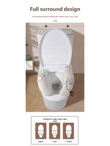 Joivida 舒适卡通马桶座套 - 加厚保暖防滑垫，四季通用，易于清洁，带底座环，浴室配件