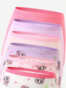 SHEIN 6条装女童可爱粉色、紫色、紫红色兔子印花棉质三角裤 - 彩色 - 查看 7