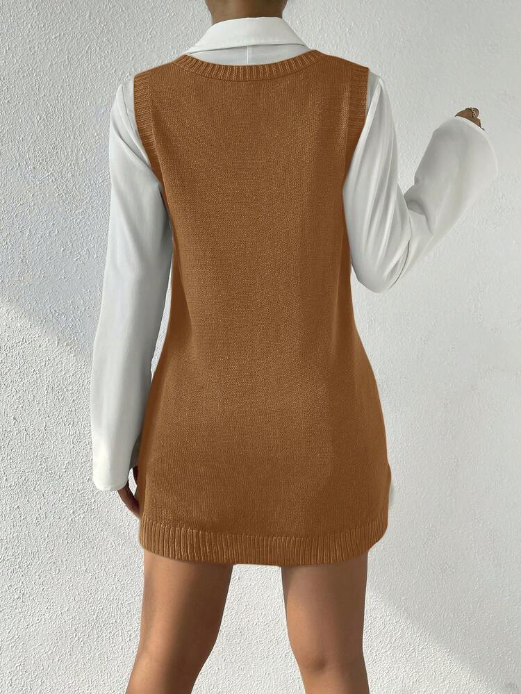 Robe pull basique à col V profond pour grandes tailles. Idéal pour les soirées, les festivals de musique, le port à la maison, la rentrée scolaire, les cadeaux et les achats. Pulls d'automne, gilet de laine, vêtements d'hiver, robe tricotée