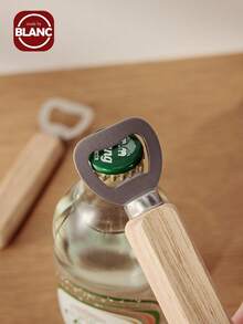 开瓶器，1 件 - 木柄不锈钢啤酒开瓶器，调酒师手持雕刻开瓶器，适用于酒吧厨房家庭餐厅 - 米色 - 查看 2