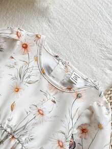 Vintaside Kids Baby Girl 3D Bow, Floral Printed Long Sleeve Dress, Autumn Clothing For Baby Girl, Baby Girl's Outdoor Wear, Country Style, Layered, Versatile, 3 Months To 3 Years Old Girl Clothing - Multicolor - View 5