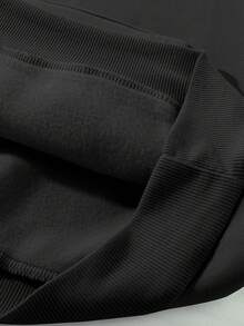 Manfinity Homme 男士字母印花长袖抽绳连帽运动衫和运动裤休闲两件套，秋冬 - 黑色 - 查看 8