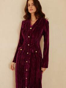 BELROSIE Vestido ajustado de terciopelo texturizado elegante - Multicolor - Ver 3