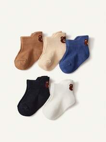 Cozy Pixies 5 đôi tất trẻ em hoạt hình màu trơn, tất ống dài đến bắp chân, kiểu dáng rộng rãi, không bó sát, thích hợp cho mùa xuân và mùa thu. - Nhiều màu - Xem 6