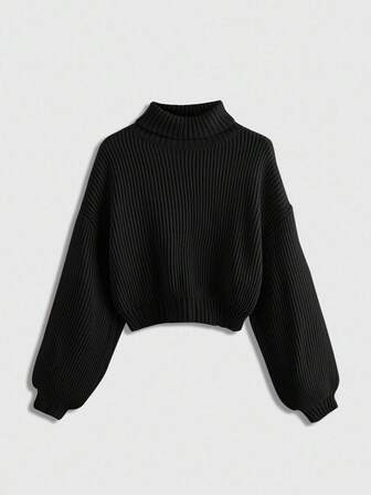 Jersey de cuello alto talla grande, versátil para otoño/invierno