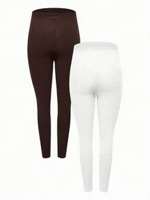 Modmama Pregnant Women's Solid Color Ribbed High Elasticity Casual Leggings - White - View 2