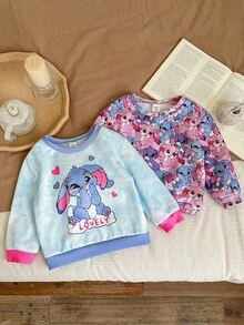 SHEIN Babygirl 可爱卡通图案休闲长袖卫衣，秋冬 - 彩色 - 查看 7