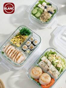 Madebyblanc 1pc Microwave Can Heat Glass Lunch Boxes For Office Workers, Lunch Boxes For Refrigerators, And Large Capacity Fresh-Keeping Bowls With Rice And Meal Boxes,Kitchen,Christmas Gift