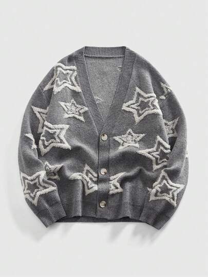 Street Life كارديجان رجالي بتصميم نجمي مطرز، موضة