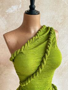 Soleia Váy ôm sát mini dây xoắn thời trang đi nghỉ mới, Bohemian, Boho, Kỳ nghỉ, Quần áo nữ mùa thu, Cổ điển, Ngày lễ - màu xanh lá - Xem 5