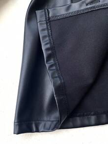 SHEIN Elladie kids Young Girl Casual Fashion Long Sleeve Single-Breasted Leather Jacket - Black - View 7