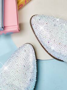 Mini mi #Princessready Girls' Sparkly Crystal Silver Western Boots –Cowgirl Booties With Pointed Toe, Low Heel & Party-Ready Shine For Holiday, Dress-Up & Stage Looks