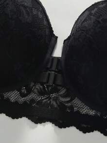 Plus Size Strapless Lace Bralette With Front Closure, Romantic Lingerie - Black - View 6