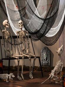 1/2/4Pcs Halloween White Creepy Cloth Spooky Halloween Decoration For Haunted Houses Party SuppliesFor Party Outdoor Or Indoor - 白色 - 查看 3